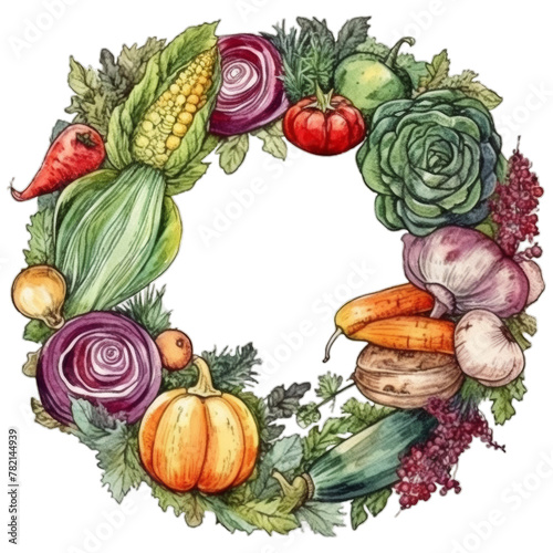 Assorted fresh vegetables and fruits for a healthy vegetarian diet, on transparent background with png file. Cut out background.
