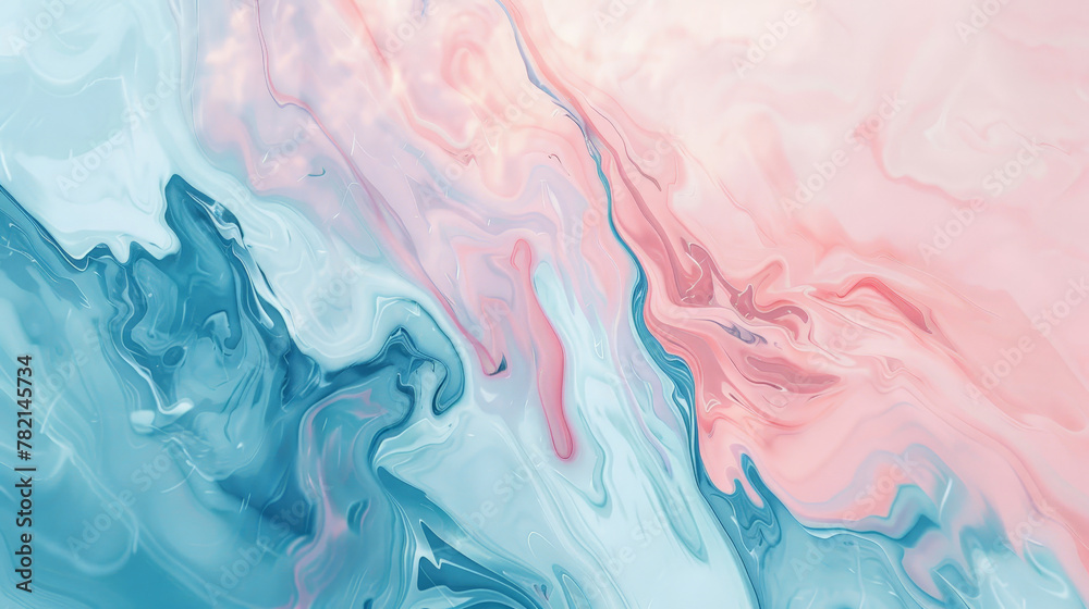 A painting of a blue and pink swirl with a blue and pink background