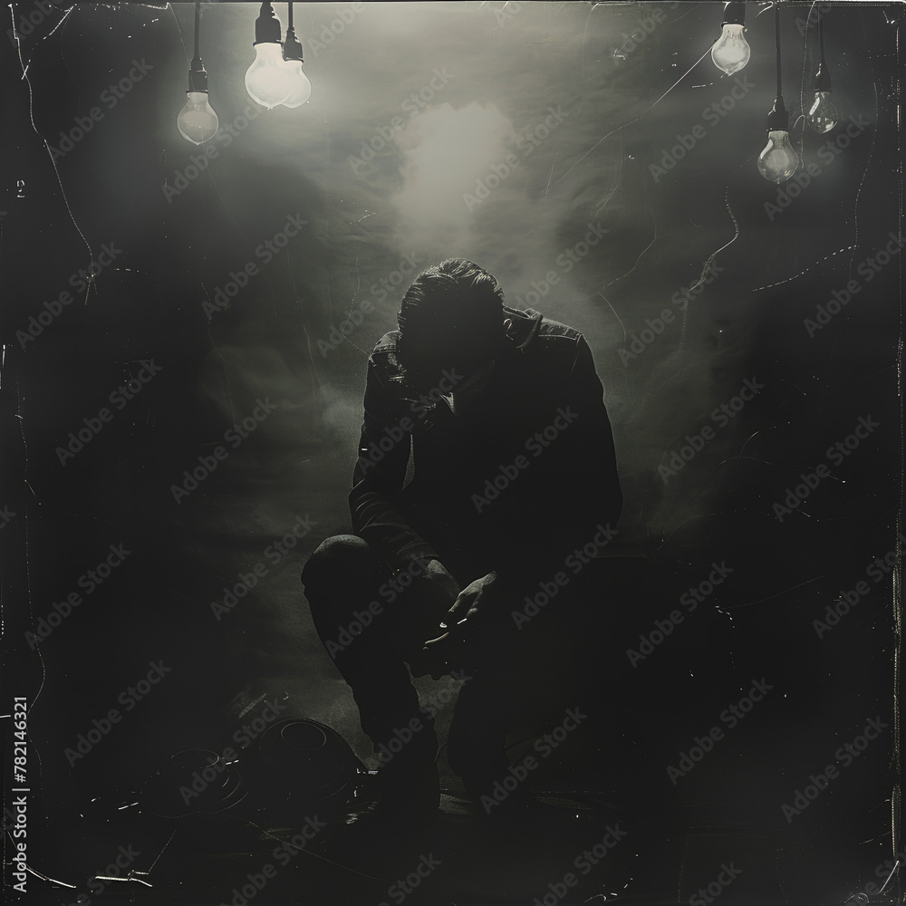 Sun shines over handsome man in black tuxedo sitting before the window Sun shines over handsome man in black tuxedo sitting before the window