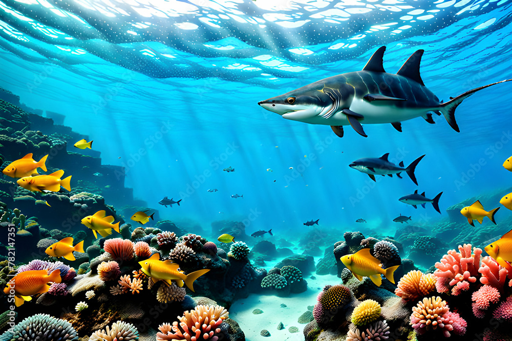 Obraz premium The marine life in the sea. Generative AI