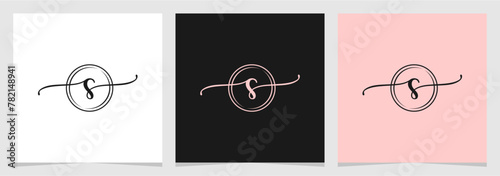 Initial S Aesthetic with Circle Logo Vector , Abstract Letter Logo , Beauty Concept photo