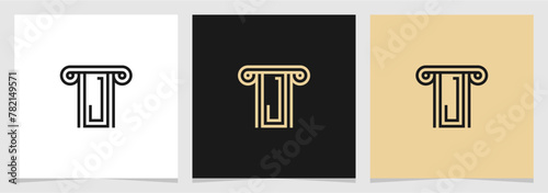 Letter J Pillar Law Logo Vector EPS , Modern Line Law Initial Logo photo