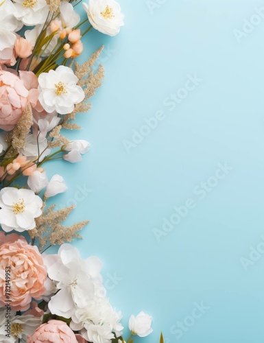 Spring Floral Invitation Background - Pastel Blue for Weddings, RSVPs, Mother's Day & Spa Promotions