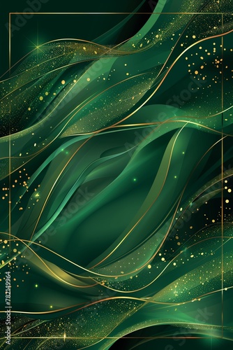 Vital Green and Gold Swirling Abstract