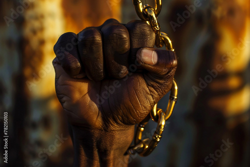 Black History Month banner - hand with chain. Black history month African American history celebration. © RJ.RJ. Wave