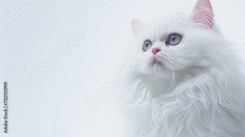 White Persian cat on white background