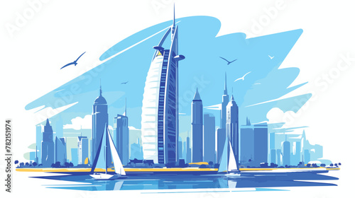 Sketch of Emirates Tower Dubai in vector illustrati