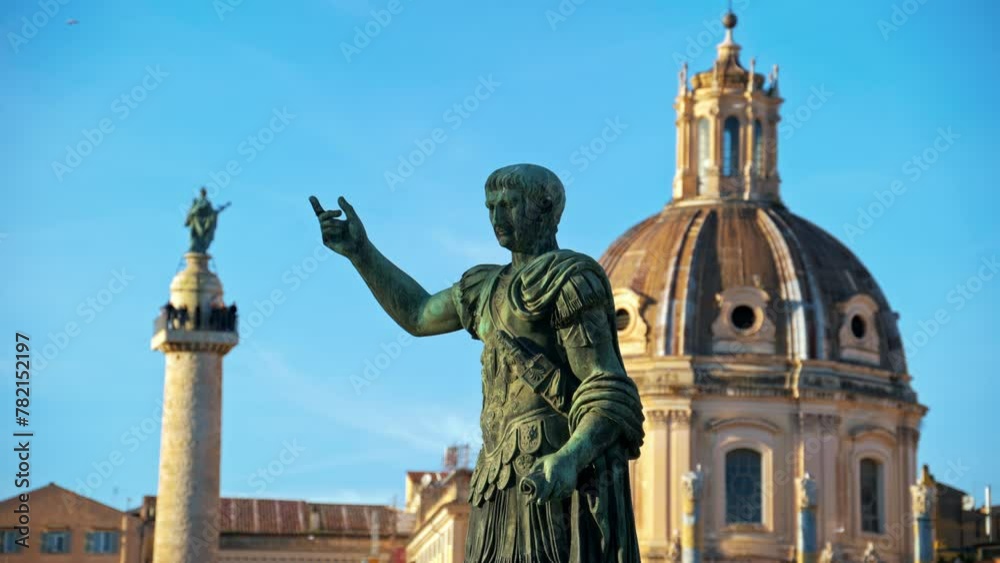 Statue of Trajan, Statua di Traiano, Via dei Fori Imperiali in Rome, Italy Statue of Trajan, Statua di Traiano, Via dei Fori Imperiali in Rome, Italy