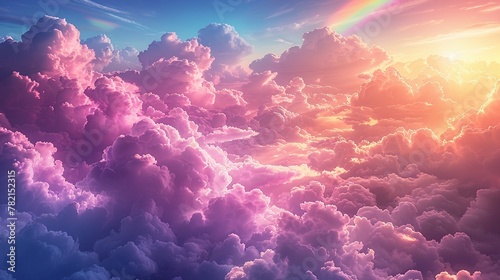 Clouds and rainbows merging in a sky filled with wonder