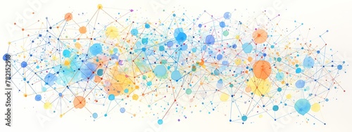 A network of colorful strings connecting various nodes, representing the complexity and intricacy in creating an active community photo