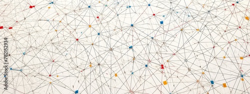 A network of colorful strings connecting various nodes, representing the complexity and intricacy in creating an active community
