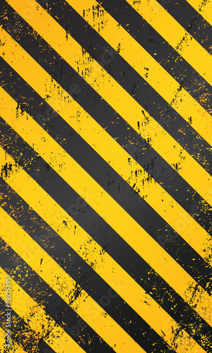 Realistic wallpaper of warning tape stripes. Black yellow caution grunge background