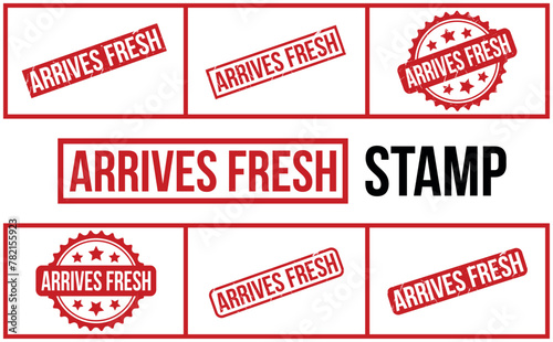 Arrives Fresh Rubber Stamp Set Vector
