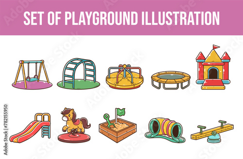 Set of playground for kids vector illustration