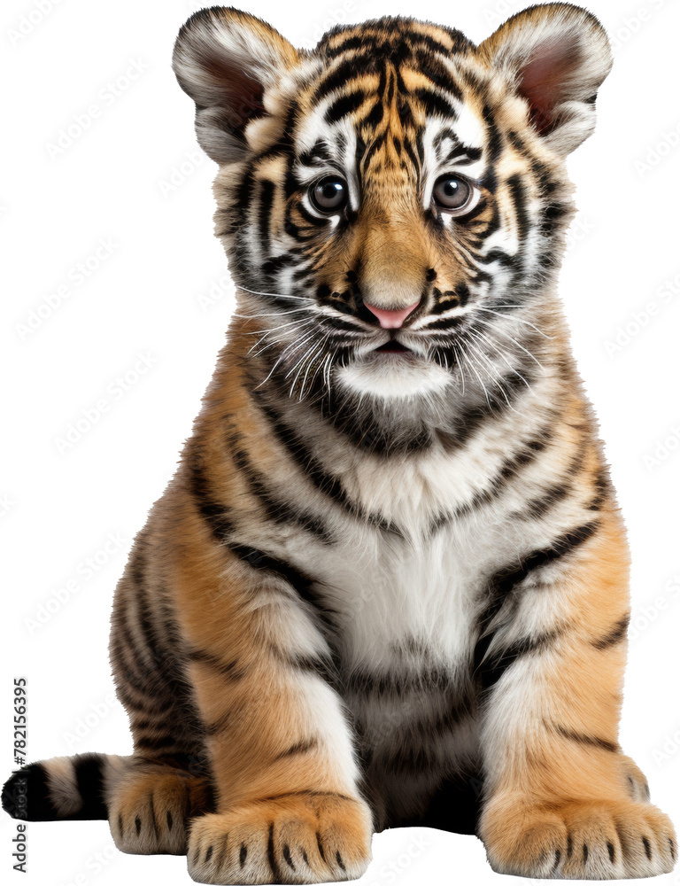 tiger cub isolated on white or transparent background,transparency