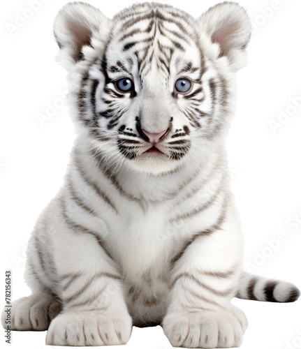 white tiger cub isolated on white or transparent background,transparency