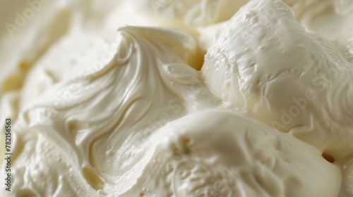 The creamy texture of Buffalo mozzarella, captured in a serene, close-up shot photo