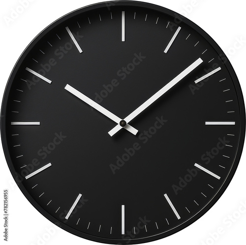 black clock isolated on white or transparent background,transparency 
