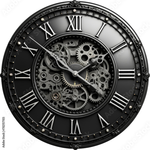cool black clock isolated on white or transparent background,transparency 