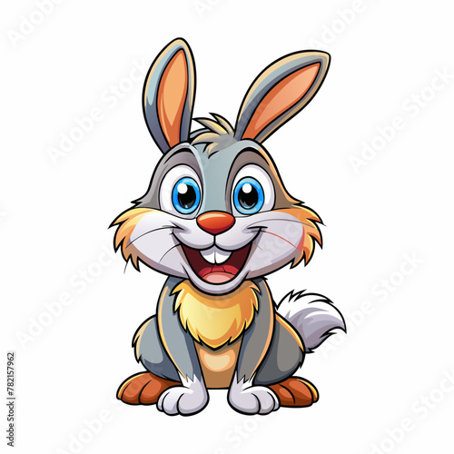 A Cartoon Style Happy Rabbit Sitting. Best for Story Book and T-Shirt Design