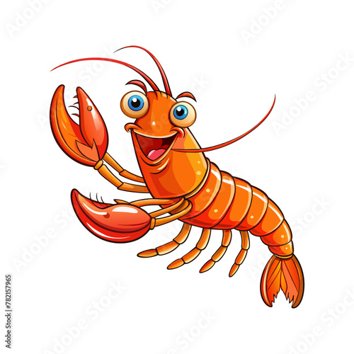 A Cartoon Style Happy Prawn Smiling. Best for Story Book and T-Shirt Design photo