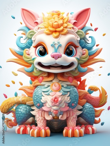 Cute Colorful Chinese Dragon © Jardel Bassi