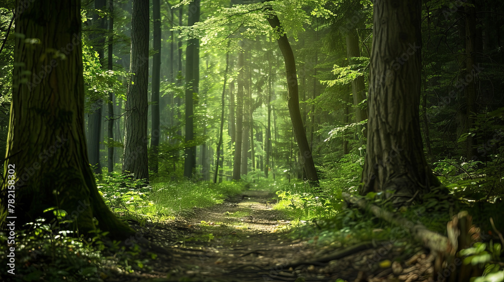 Obraz premium The image shows a chaotic environmental scene with a unique style, incorporating colors of red, blue, and green.