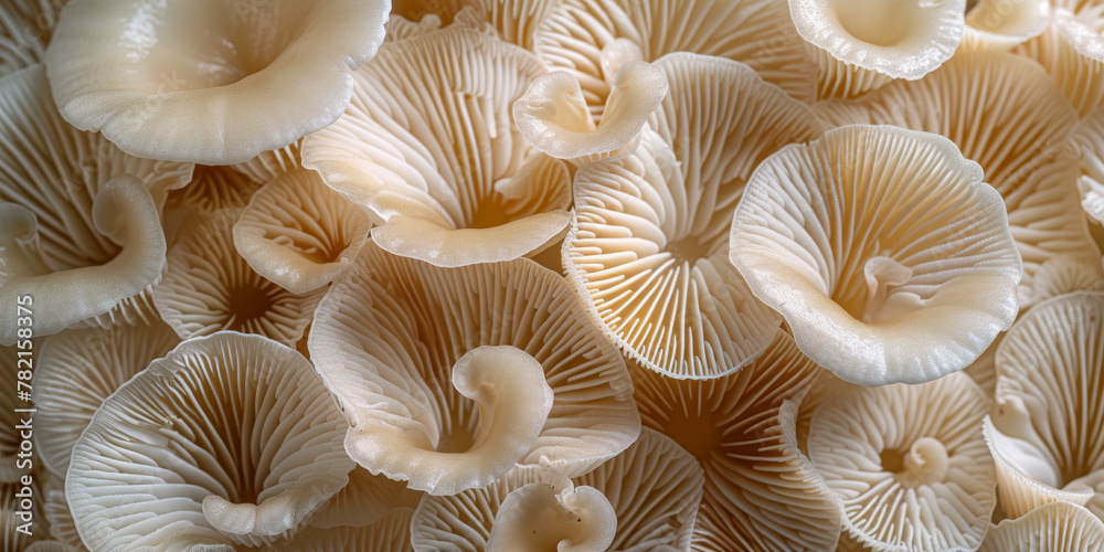Close-up View of Oyster Mushrooms in Natural Light Close-up View of Oyster Mushrooms in Natural Light