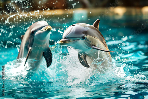 Two dolphins playing