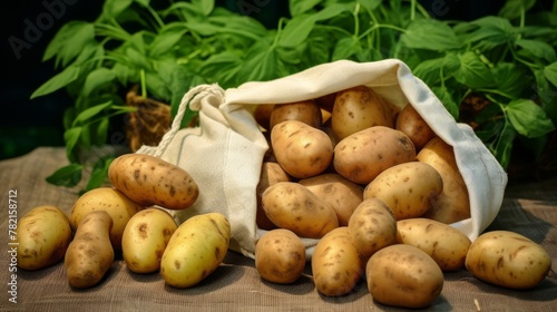 Eco friendly tote brimming with potatoes