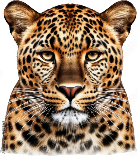 leopard head part wild animal on white or transparent background transparency