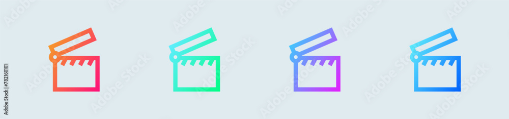 Clapboard line icon in gradient colors. Cinema signs vector illustration.