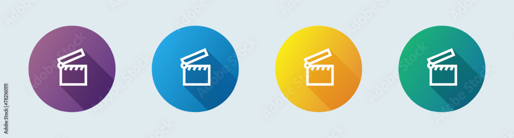 Clapboard line icon in flat design style. Cinema signs vector illustration.