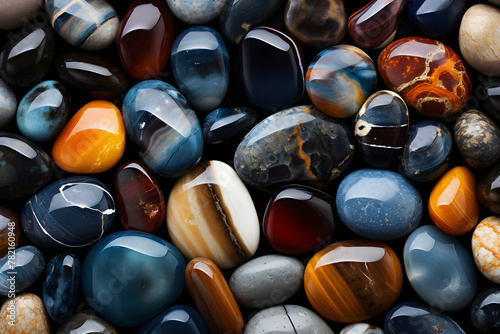 Sea stones of different colors and shapes. rock on the beach. Сolored pebbles on the seashore.