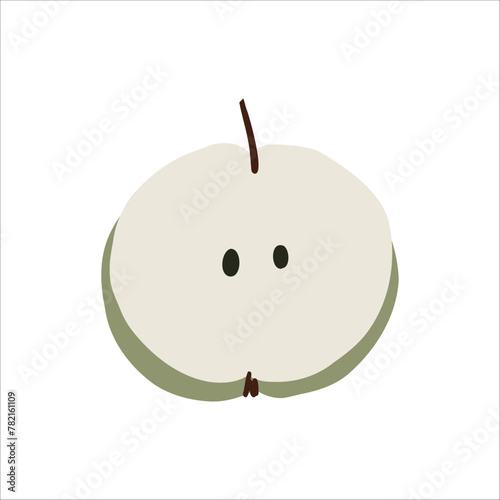 Apple vector illustration. Hand drawn fruits clipart. For thematic designs, stickers, patterns. Fruit element Isolated on white background.