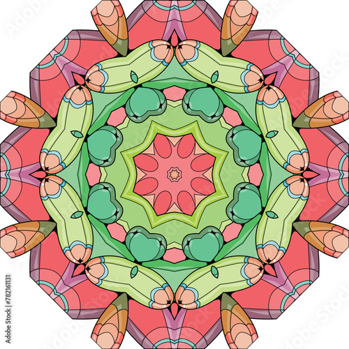 Colorful cute Mandala. Decorative unusual round ornaments.