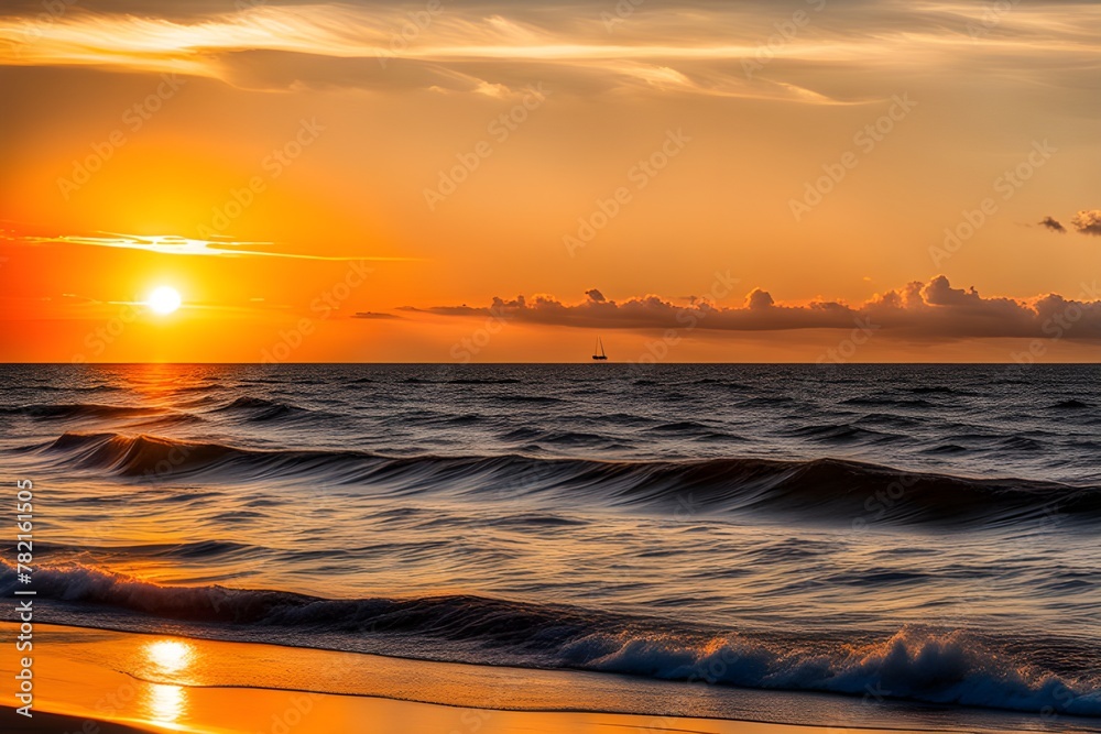 Naklejka premium sunset and seaside