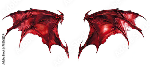 Red Demon Wings. Evil. Isolated on white background