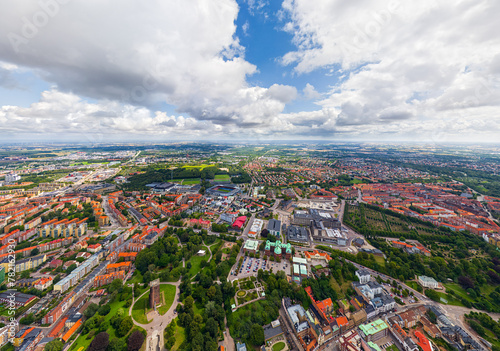 Helsingborg, Sweden. Panorama of the city in summer. Aerial view