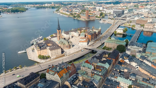 Stockholm  Sweden. Old Town  Gamla Stan . Panorama of the city. Summer day  Aerial View