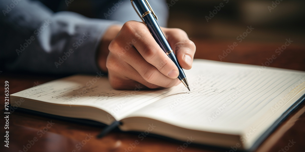 A image of someone's hand writing in a notebook with a pen, capturing the act of jotting down ideas, notes, and sketches A image of someone's hand writing in a notebook with a pen, capturing the act of jotting down ideas, notes, and sketches