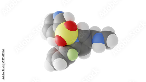 vonoprazan molecule, voquezna, molecular structure, isolated 3d model van der Waals photo