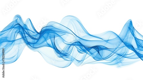 abstract blue waves isolated on white background,Swirling motion of blue smoke or fog group, abstract line isolated on white background 
