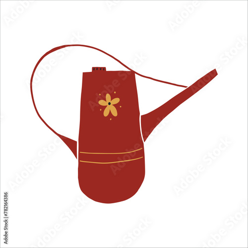 Cute watering can vector illustration. Hand drawn agriculture clipart. For thematic designs, stickers, patterns. Plant lovers illustration isolated on white background.