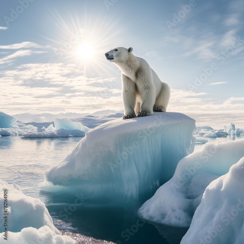 AI Generator images Sharp photo of a polar bear sleeping on an iceberg. Vivid color photo