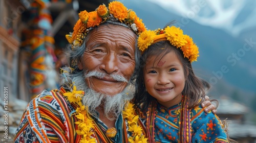 Highlighting the harmony and coexistence between diverse ethnic groups in Nepal's multicultural society. photo