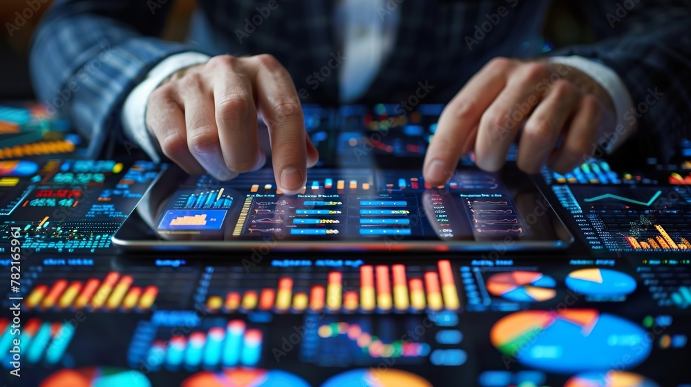 Businessman Analyzing Data on Digital Tablet Close-Up