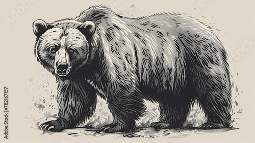 Hand-drawn bear for your design wildlife concept, generative Ai