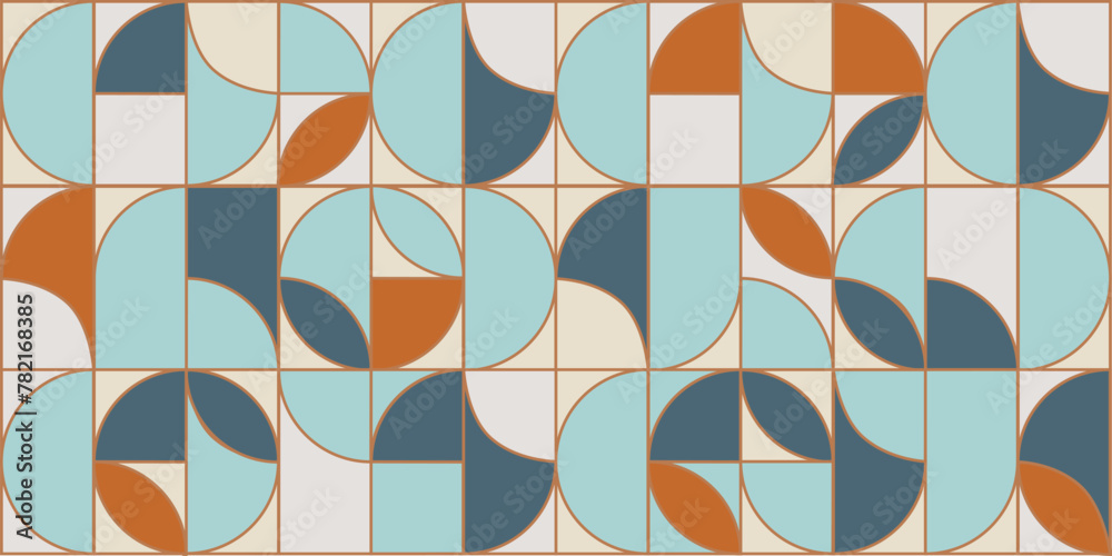 Abstract pattern with geometric shape. Minimalism, flat design. Colorful mosaic, gold line