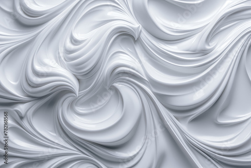Macro detailed liquid swirling creamy white texture. Background for cosmetic product design